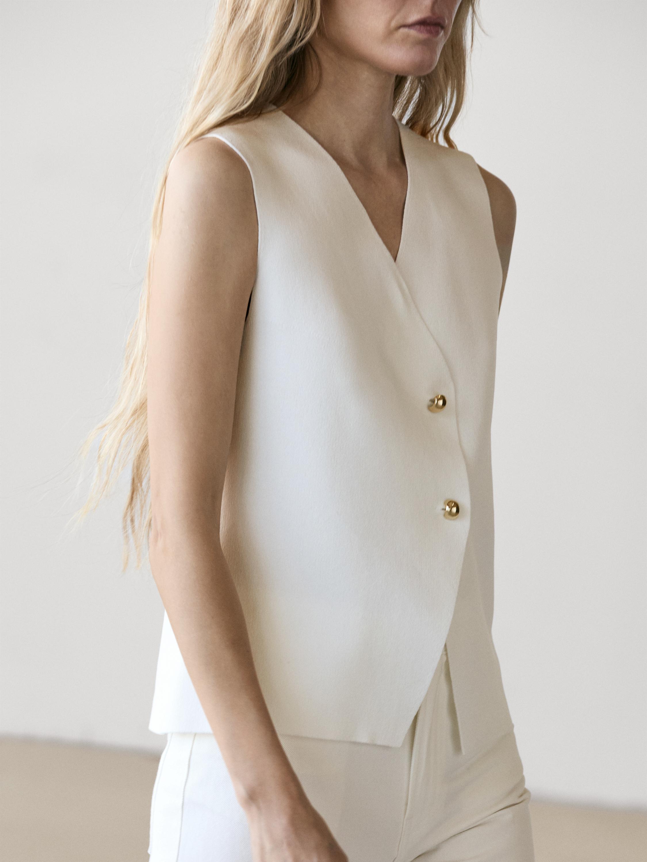 Gilet en maille à col V et boutons